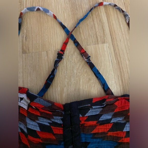 🔥🔥Billabong Red Black Blue Boho Crisscross Back Lined Beach Mini Dress - Picture 3 of 9